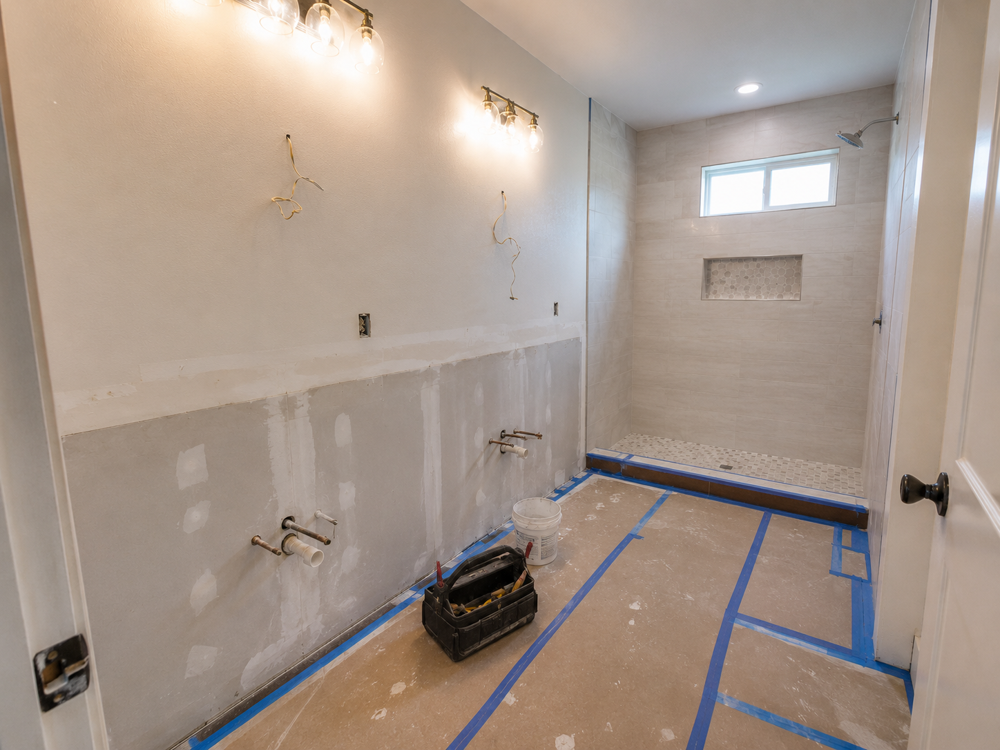 Bathroom remodeling work in progress in Tampa Bay home